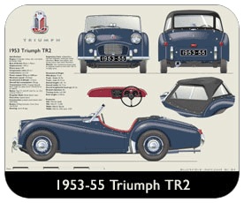 Triumph TR2 1953-55 (disc wheels) Place Mat, Small